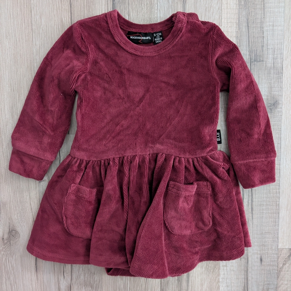 Rock Your Baby Maroon Corduroy Dress, 6-12m (Z5)